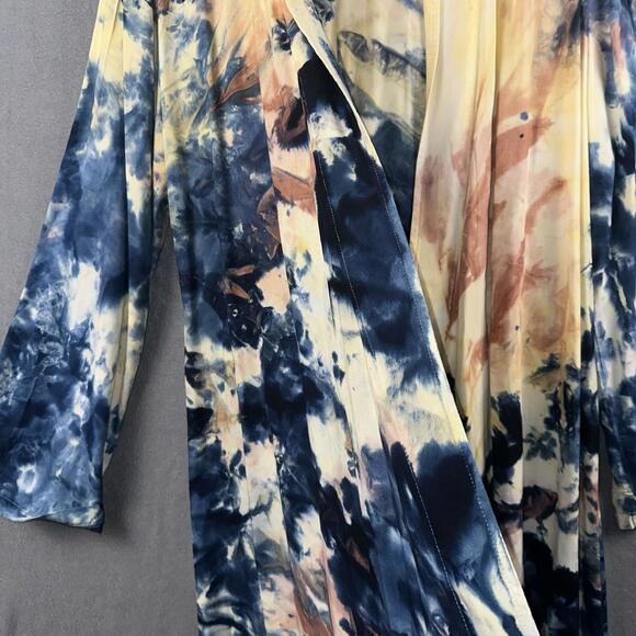 Wonderly Women's Kimono Tie Dye Sz M Artsy Boho Soft Long Robe Retro Festival - Picture 7 of 7